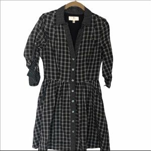 Anthropologie Moulinette Soeurs Plaid Button Down Shirt Dress with Collar